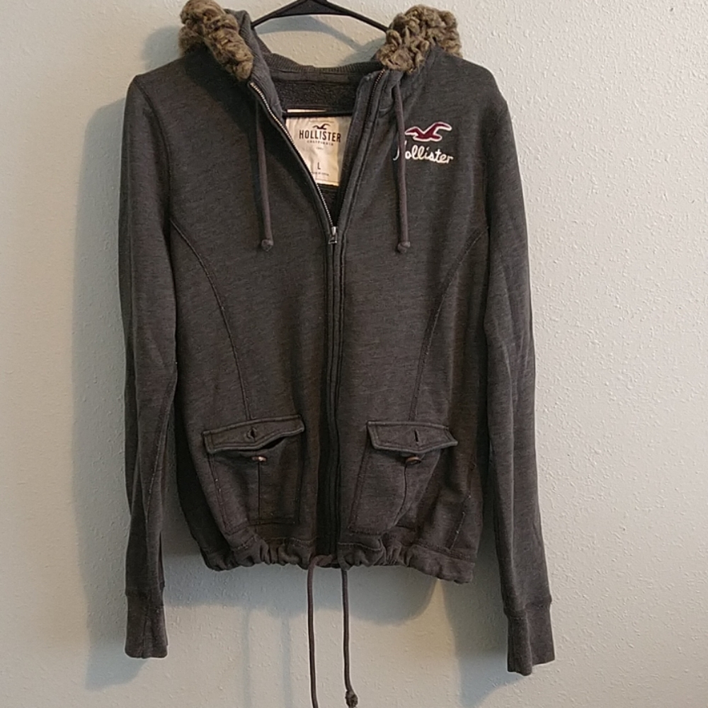 Hollister Fur hooded Army Green Jacket